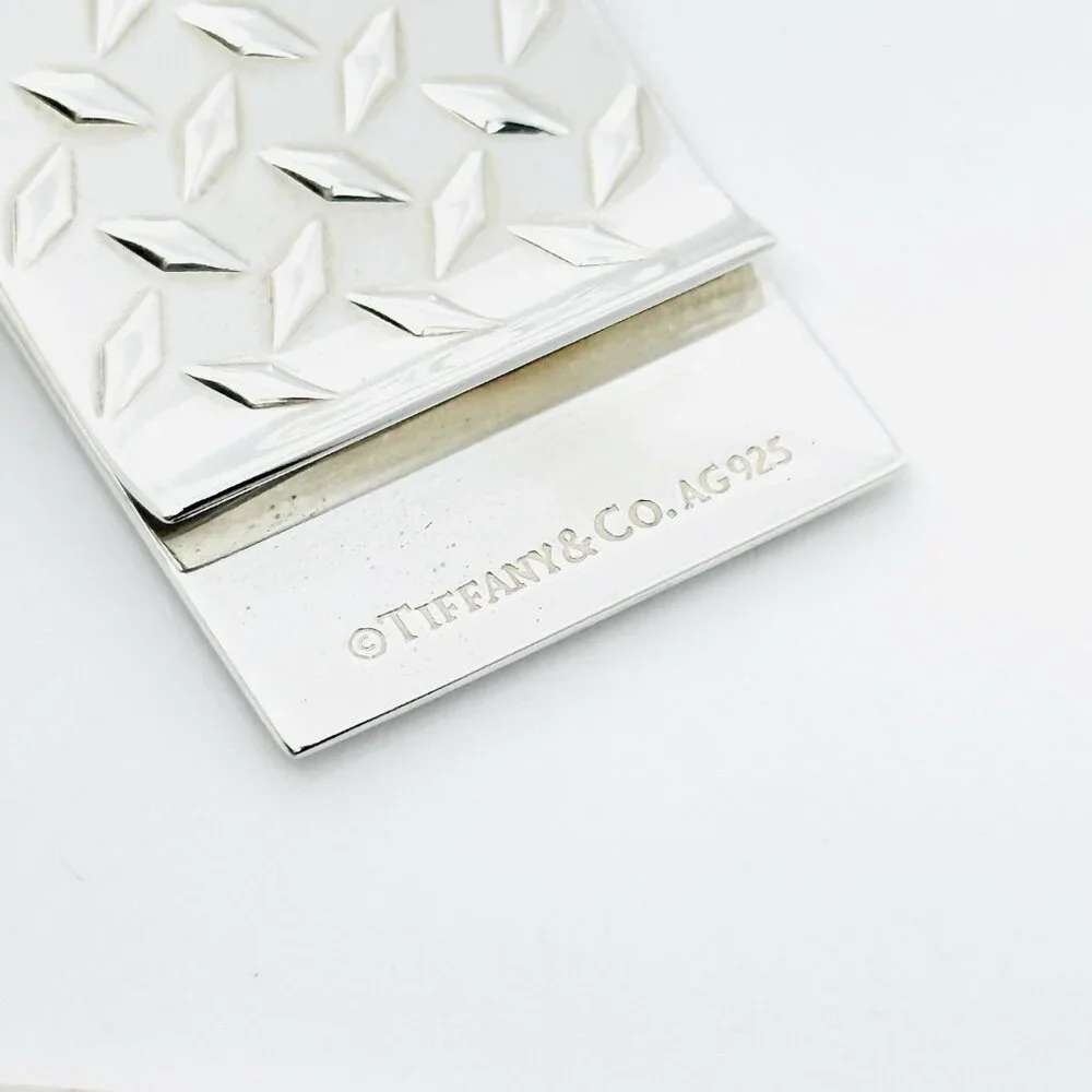 Tiffany Tire Tread Plate Diamond Plate Money Clip in Sterling Silver Mens Unisex